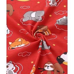 Babyhug Interlock Knit Hooded Towel With Animal Print L 30 x B 30 cm - Dark Red