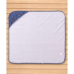 Babyhug Cotton Knit Hooded Wrapper with Dino Print L 76.2 x B 76.2 cm - Navy Blue