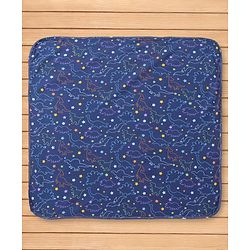 Babyhug Cotton Knit Hooded Wrapper with Dino Print L 76.2 x B 76.2 cm - Navy Blue