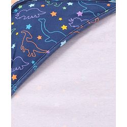 Babyhug Cotton Knit Hooded Wrapper with Dino Print L 76.2 x B 76.2 cm - Navy Blue