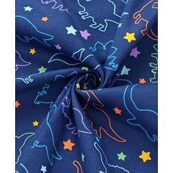 Babyhug Cotton Knit Hooded Wrapper with Dino Print L 76.2 x B 76.2 cm - Navy Blue