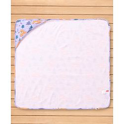 Babyhug Cotton Knit Hooded Wrapper with Bear Print L 76.2 x B 76.2 cm - Lavender