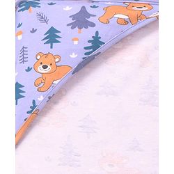 Babyhug Cotton Knit Hooded Wrapper with Bear Print L 76.2 x B 76.2 cm - Lavender