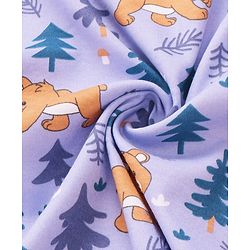 Babyhug Cotton Knit Hooded Wrapper with Bear Print L 76.2 x B 76.2 cm - Lavender