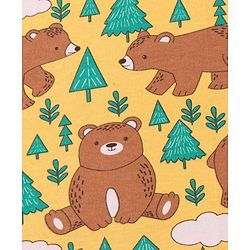 Babyhug Interlock Knit Bear Printed Hooded Wrapper - Yellow