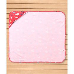 Babyhug Cotton Knit Hooded Wrapper with Alphabet Print L 76.2 x B 76.2 cm - Red