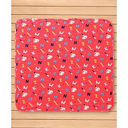 Babyhug Cotton Knit Hooded Wrapper with Alphabet Print L 76.2 x B 76.2 cm - Red