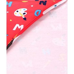 Babyhug Cotton Knit Hooded Wrapper with Alphabet Print L 76.2 x B 76.2 cm - Red