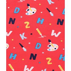 Babyhug Cotton Knit Hooded Wrapper with Alphabet Print L 76.2 x B 76.2 cm - Red
