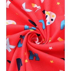 Babyhug Cotton Knit Hooded Wrapper with Alphabet Print L 76.2 x B 76.2 cm - Red