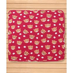 Babyhug Cotton Knit Hooded Wrapper with Bear Print L 76 x B 78 cm - Red