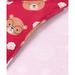 Babyhug Cotton Knit Hooded Wrapper with Bear Print L 76 x B 78 cm - Red