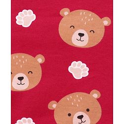 Babyhug Cotton Knit Hooded Wrapper with Bear Print L 76 x B 78 cm - Red