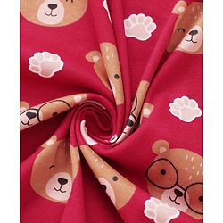 Babyhug Cotton Knit Hooded Wrapper with Bear Print L 76 x B 78 cm - Red
