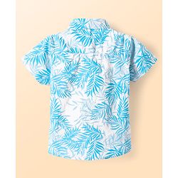 Babyhug Cotton Woven Half Sleeves  Shirt with Leaf Print - White