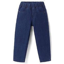 Babyhug Denim Full length washed Jeggings with Stretch - Dark Blue