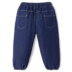 Babyhug Full Length Washed Denim Jeans With Stretch - Navy Blue