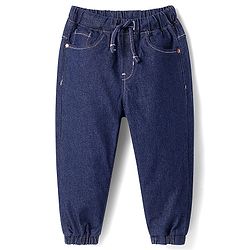 Babyhug Full Length Washed Denim Jeans With Stretch - Navy Blue