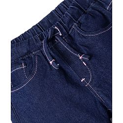 Babyhug Full Length Washed Denim Jeans With Stretch - Navy Blue