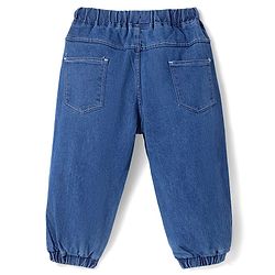 Babyhug Full Length Washed Denim Jeans With Stretch - Navy Blue
