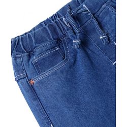 Babyhug Full Length Washed Denim Jeans With Stretch - Navy Blue
