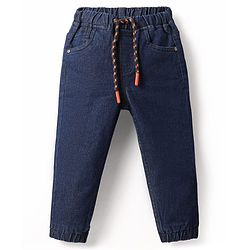 Babyhug Full Length Washed Denim Jeans With Stretch - Navy Blue