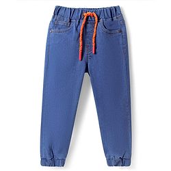 Babyhug Full Length Washed Denim Jeans With Stretch - Navy Blue
