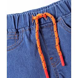 Babyhug Full Length Washed Denim Jeans With Stretch - Navy Blue