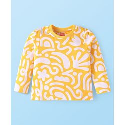 Babyhug Cotton Knit Full Sleeves Printed Night Suit - Yellow