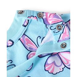 Babyhug Cotton Knit Full Sleeves Butterfly Printed Night Suit - Light Blue