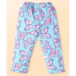 Babyhug Cotton Knit Full Sleeves Butterfly Printed Night Suit - Light Blue