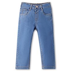 Babyhug Full Length Washed Denim Jeans with Stretch - Medium Blue