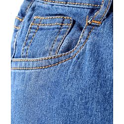 Babyhug Full Length Washed Denim Jeans with Stretch - Medium Blue