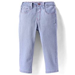 Babyhug Full Length Solid Washed Denim Jeans With Stretch - Light Blue