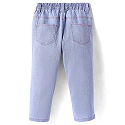 Babyhug Full Length Solid Washed Denim Jeans With Stretch - Light Blue