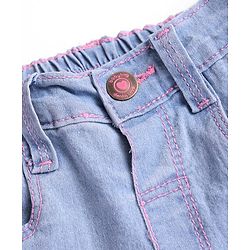Babyhug Full Length Solid Washed Denim Jeans With Stretch - Light Blue