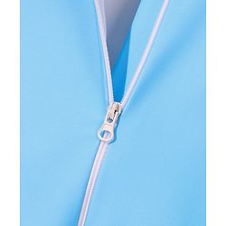 Babyhug Half Sleeves Legged Swimsuit with Cap Rocket Print - Light Blue