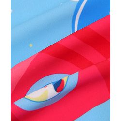 Babyhug Half Sleeves Legged Swimsuit with Cap Rocket Print - Light Blue
