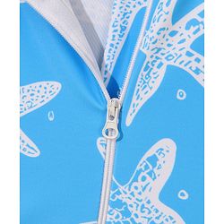Babyhug Half Sleeves Legged Swimsuit with  Star Print - Blue