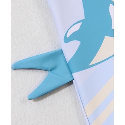 Babyhug Half Sleeves Legged Swimsuit with Cap  Dolphin Print - Blue