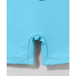 Babyhug Half Sleeves Legged Swimsuit with Cap Dino Print - Blue