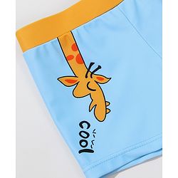 Babyhug Swimming Trunk with Cap Giraffe Print - Light Blue