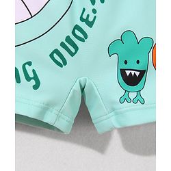 Babyhug Swimming Trunk with Cap Cartoon Print - Green