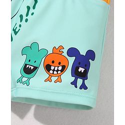 Babyhug Swimming Trunk with Cap Cartoon Print - Green