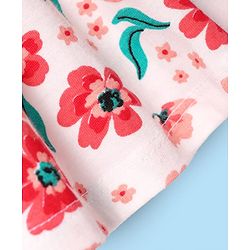 Babyhug Cotton Knit Half Sleeves Frock with Floral Print - Pink