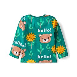 Babyhug Cotton Knit Full Sleeves Night Suit with Bear Print - Green