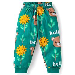 Babyhug Cotton Knit Full Sleeves Night Suit with Bear Print - Green