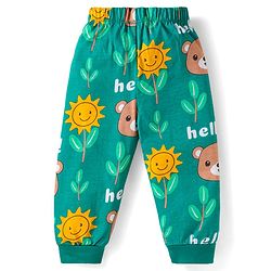 Babyhug Cotton Knit Full Sleeves Night Suit with Bear Print - Green