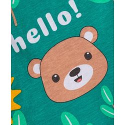Babyhug Cotton Knit Full Sleeves Night Suit with Bear Print - Green