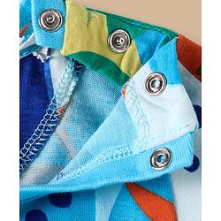 Babyhug Cotton Knit Full Sleeves Co-Ord Night Suit with Leaves Print - Light Blue